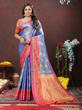 Lorenvalley Fashion Lavender Kanjivaram Silk Woven Design with Zari Weaving Saree