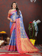 Lorenvalley Fashion Lavender Kanjivaram Silk Woven Design with Zari Weaving Saree