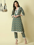 Myshka Women's Green Straight Printed Kurta