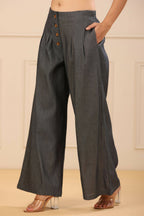 Juniper Women's Grey Denim Solid Flared Pant/Slim Pant - Distacart