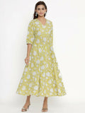 Miravan Women's Cotton Floral Printed Anarkali Kurta