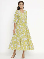 Miravan Women's Cotton Floral Printed Anarkali Kurta