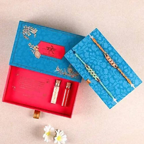 Set of 2 Fancy Pastel Rakhi and Fruit N Nut Chocolates - Distacart
