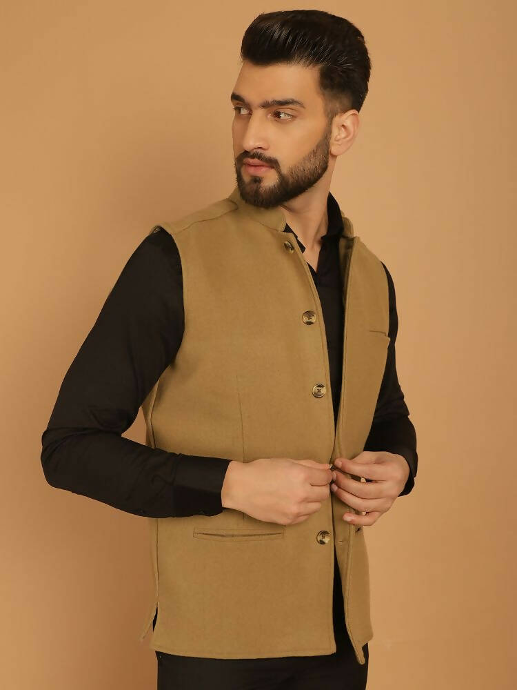 Even Apparels Pure Wool Nehru Jacket - Beige