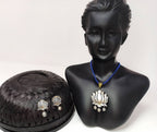 Terracotta Lotus Pendant Mini Necklace Set With Studs