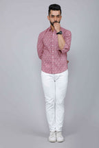 Miravan Men's Pink Spread Collar Floral Print Casual Shirt