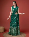 Green Georgette Sequence Embroidered Lehenga Choli with Dupatta - Tanya