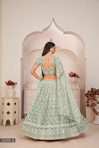Eilara Women'S Eilara Women'S Green Butterfly Net Embroidered Thread Work Party Wear Lehenga Choli