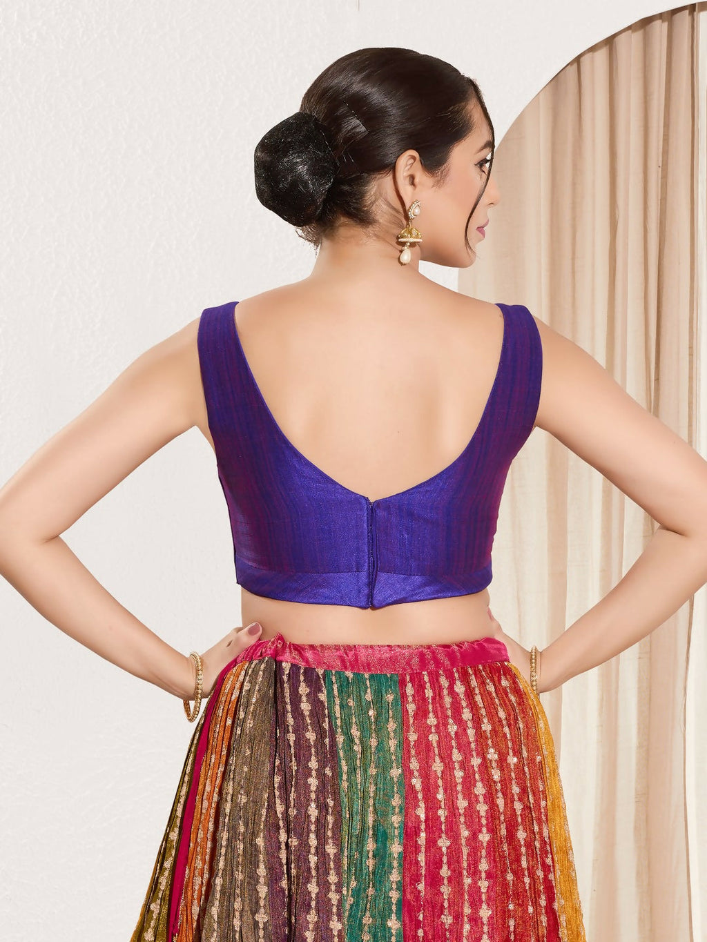 Joban Fashion Brinjal Mulberry Silk Padded Blouse With Round Neck Sleeveless - Distacart