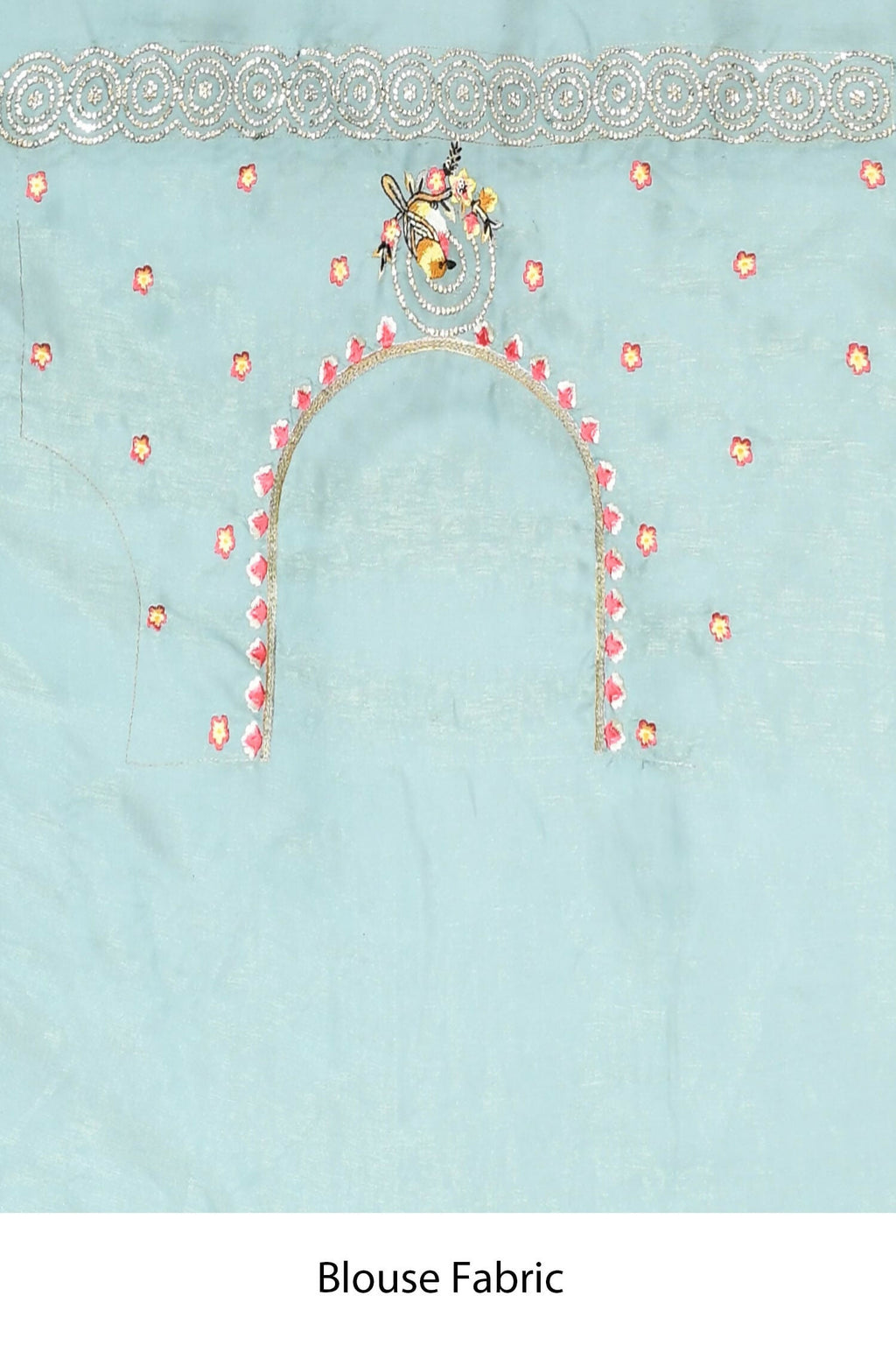 Blue Net Organza Silk Thread Emboidered with Stone Work Saree - Nimaya Benzy