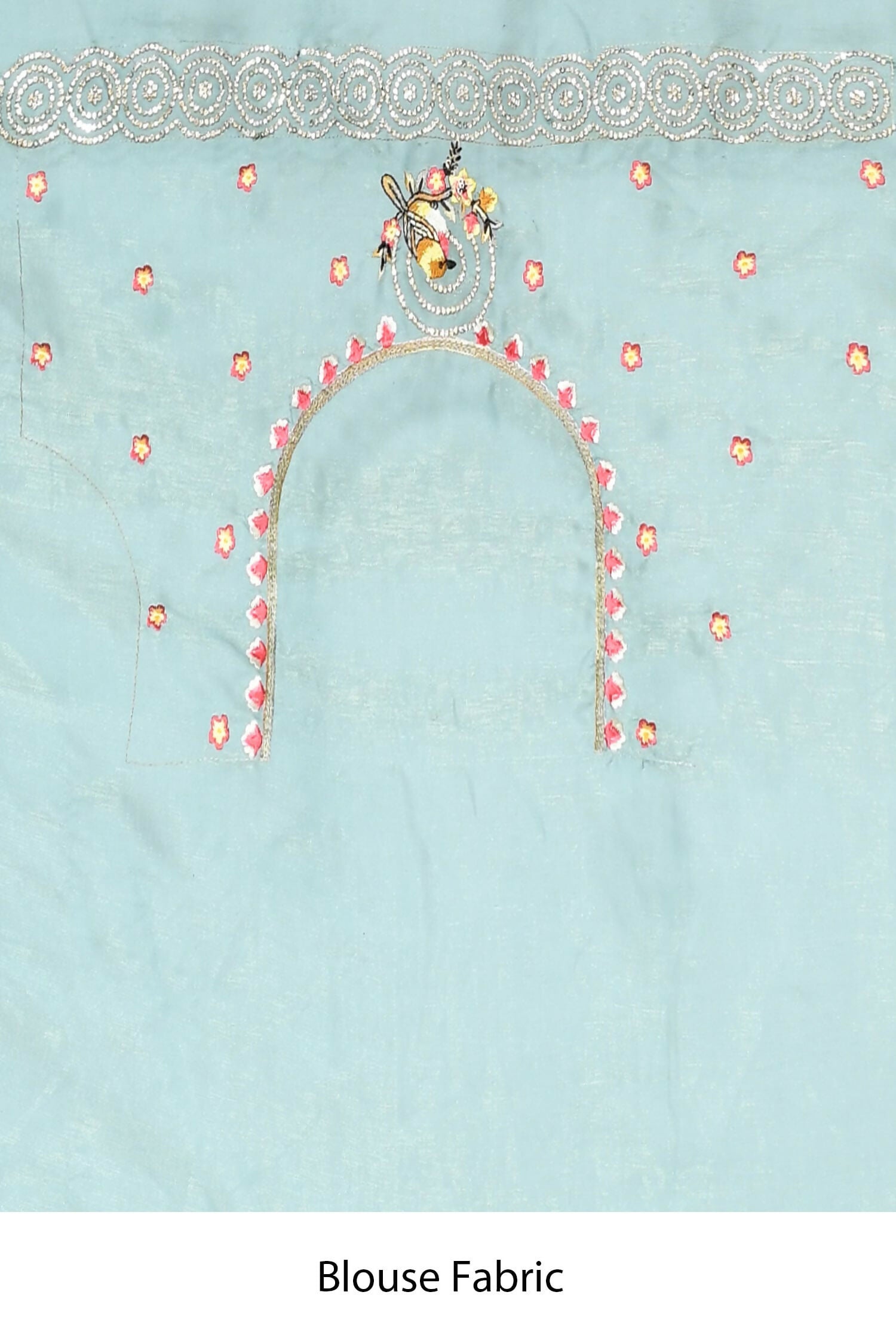 Blue Net Organza Silk Thread Emboidered with Stone Work Saree - Nimaya Benzy