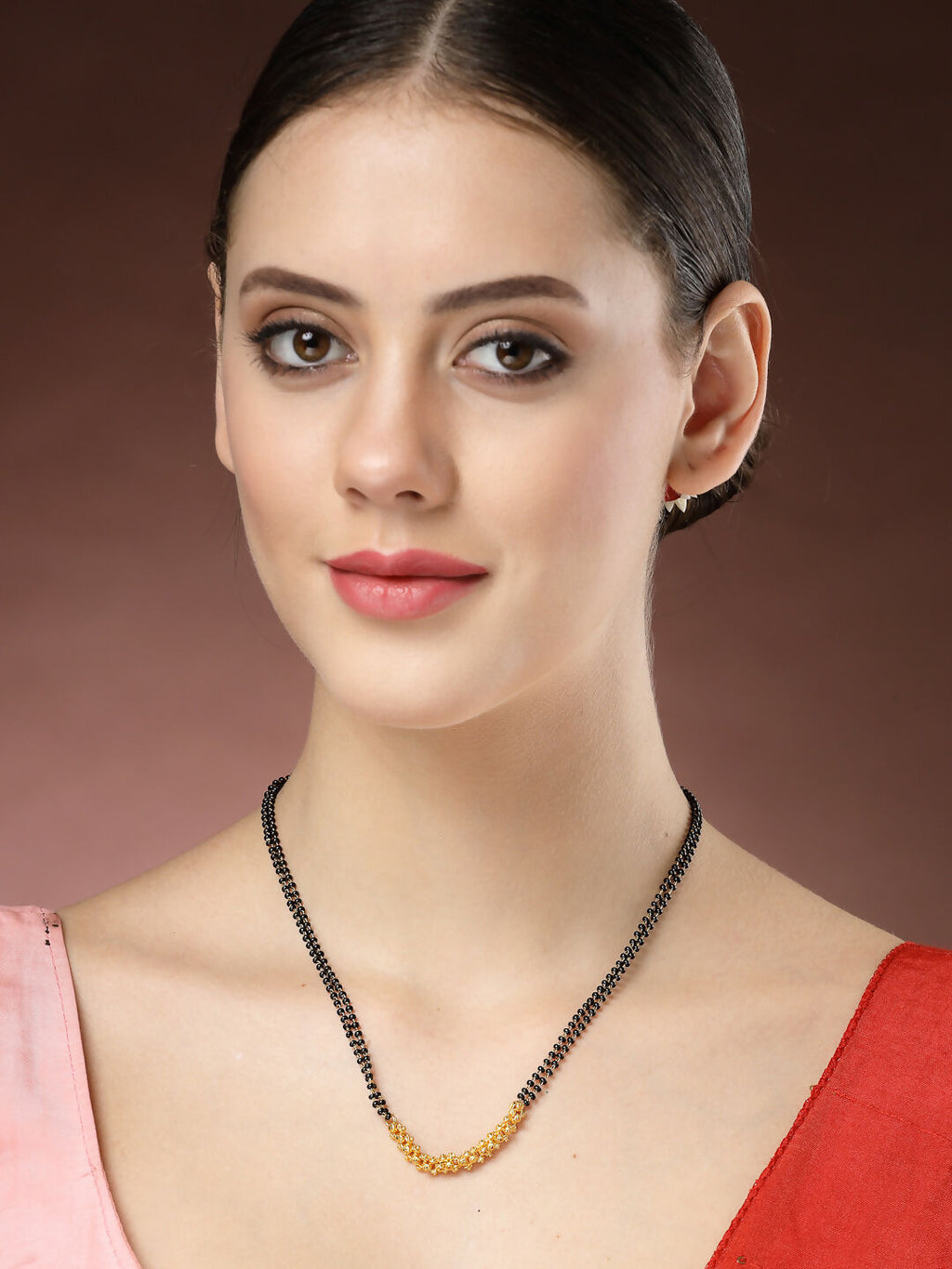 NVR Women's Gold-Polished Black Beaded Mangalsutra - Distacart
