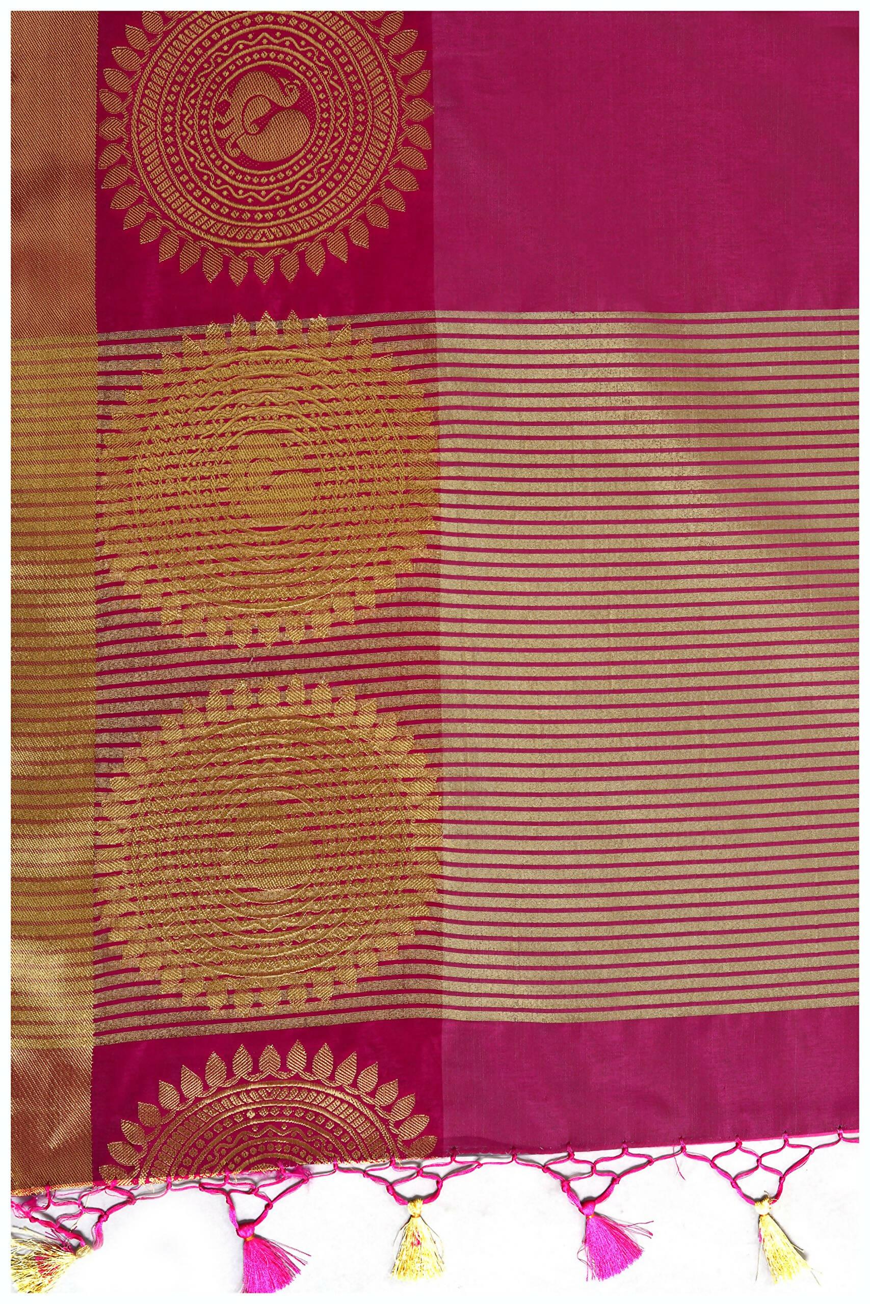 Mimosa Women's Purple Tussar Silk Banarasi Saree - Distacart