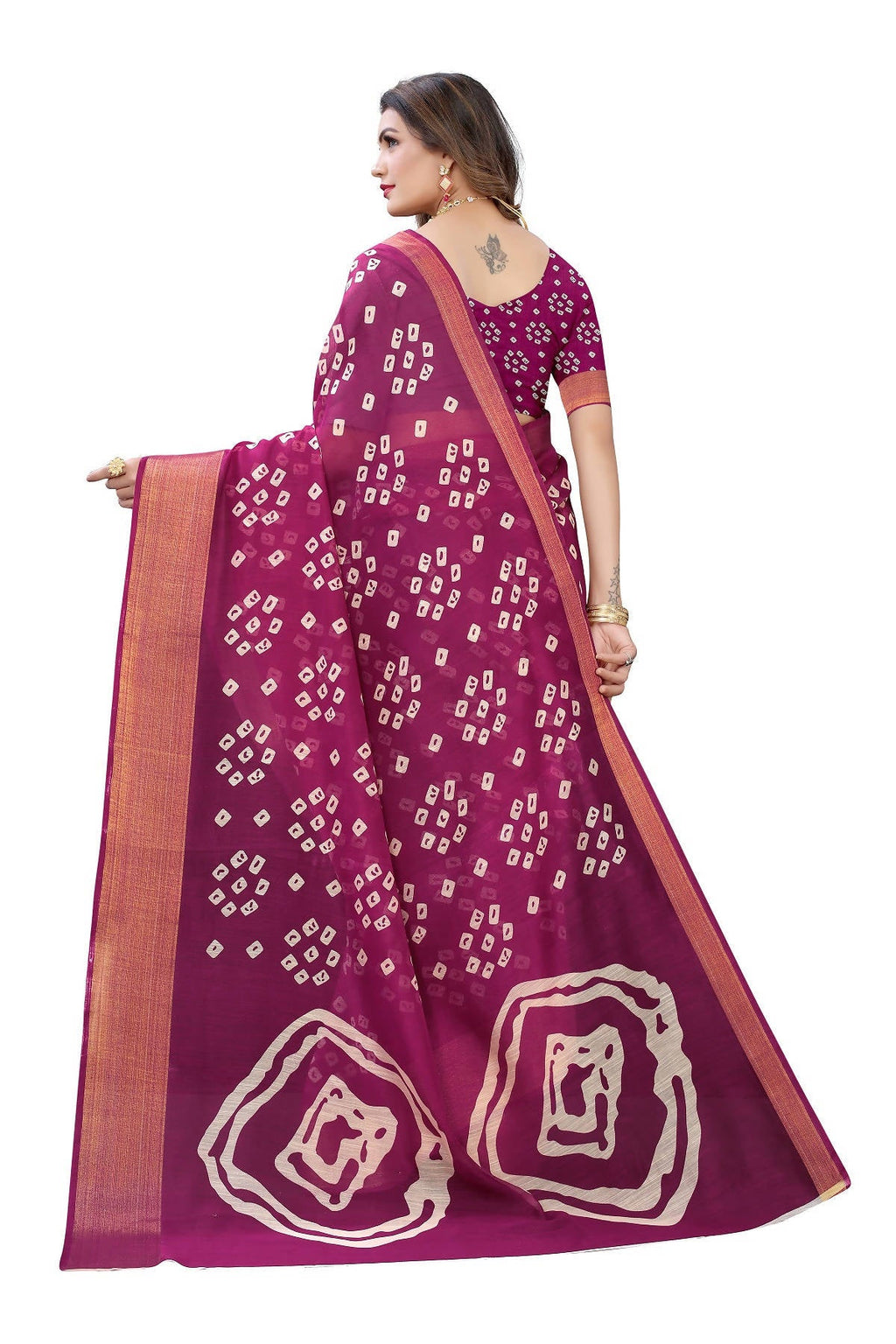 Vamika Purple Linen Jari Border Saree (RADHIKA PURPLE) - Distacart