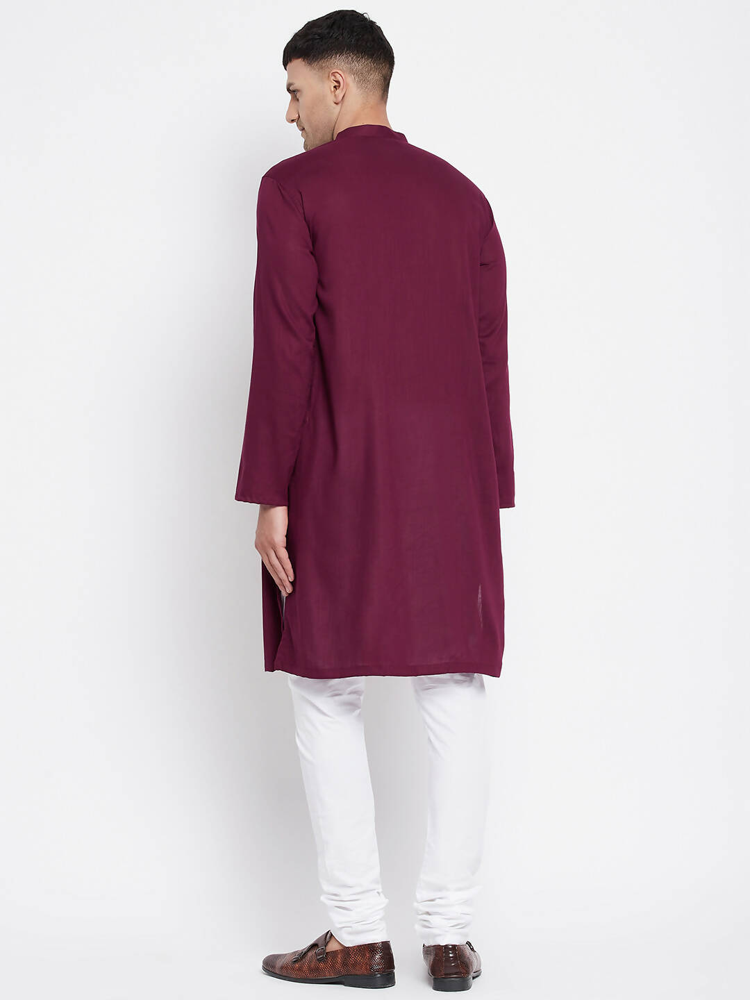 Even Apparels Maroon Pure Cotton Men's Sherwani Kurta With Open Front - Distacart