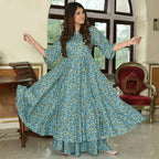 PartyWear Designer Sky Blue Pure Maslin Palazzo Suit - Anbazaar - Distacart