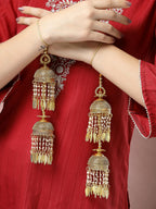 NVR Women's Pack Of 2 Gold-Polished Stone Studded Bridal Layered Kaleera Sets - Distacart