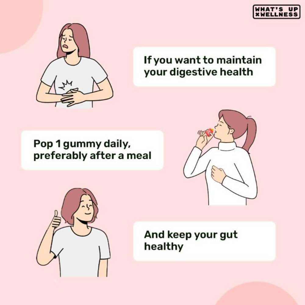 What's Up Wellness Gut Health Prebiotic & Probiotic Gummies - Mango Flavor - Distacart
