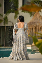 Aayaa Designer Printed Full Flared Gown - Multi Color - Distacart