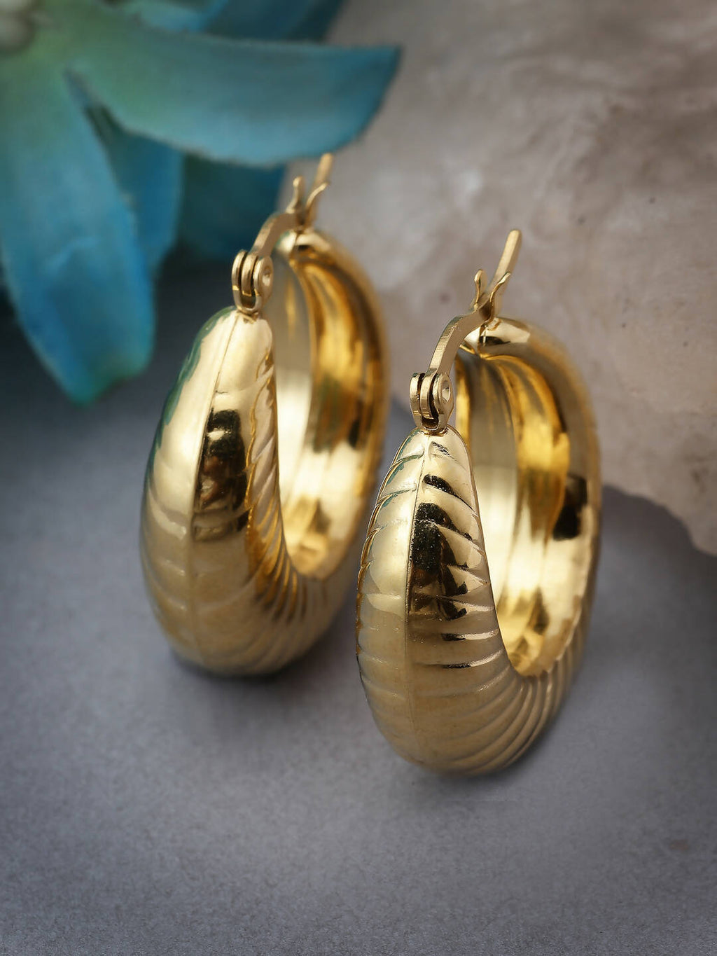 NVR Women Gold Circular Hoop Earrings - Distacart