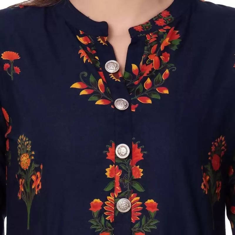 Vamika Coton Navy Blue Party Wear Kurti