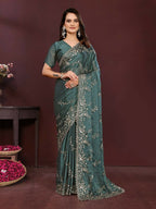 Ai Fashion Grey Rangoli Silk Embroidery Party Wear Saree - Distacart