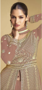 Vastranavya Peach Georgette Embroidered Sequins Work Anarkali Style A Line Suits