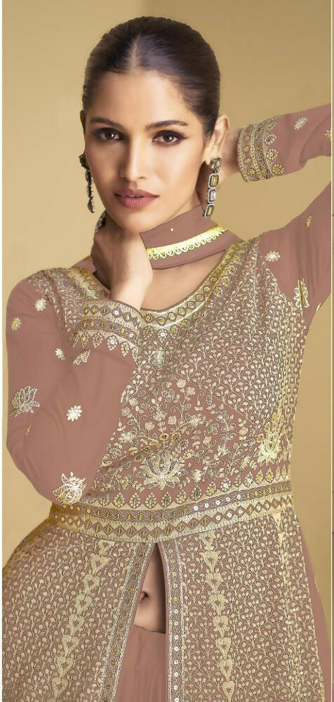 Vastranavya Peach Georgette Embroidered Sequins Work Anarkali Style A Line Suits