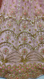 Jyoti Fashion Women's Pink Bridal Net Fancy Sequins with Multi Thread Embroidered & Handwork Wedding Lehenga Choli