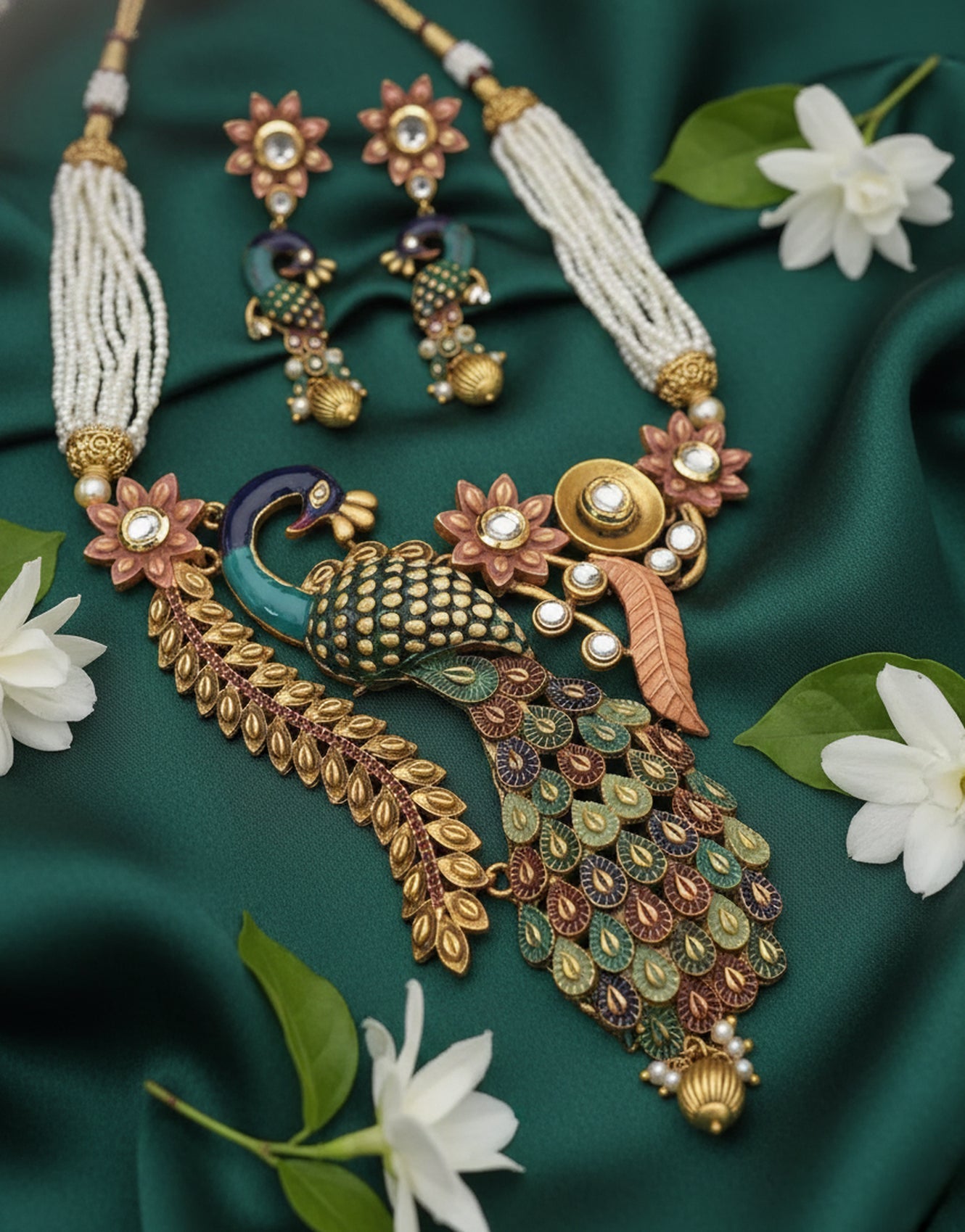 Jewel City Peacock Antique Necklace Set