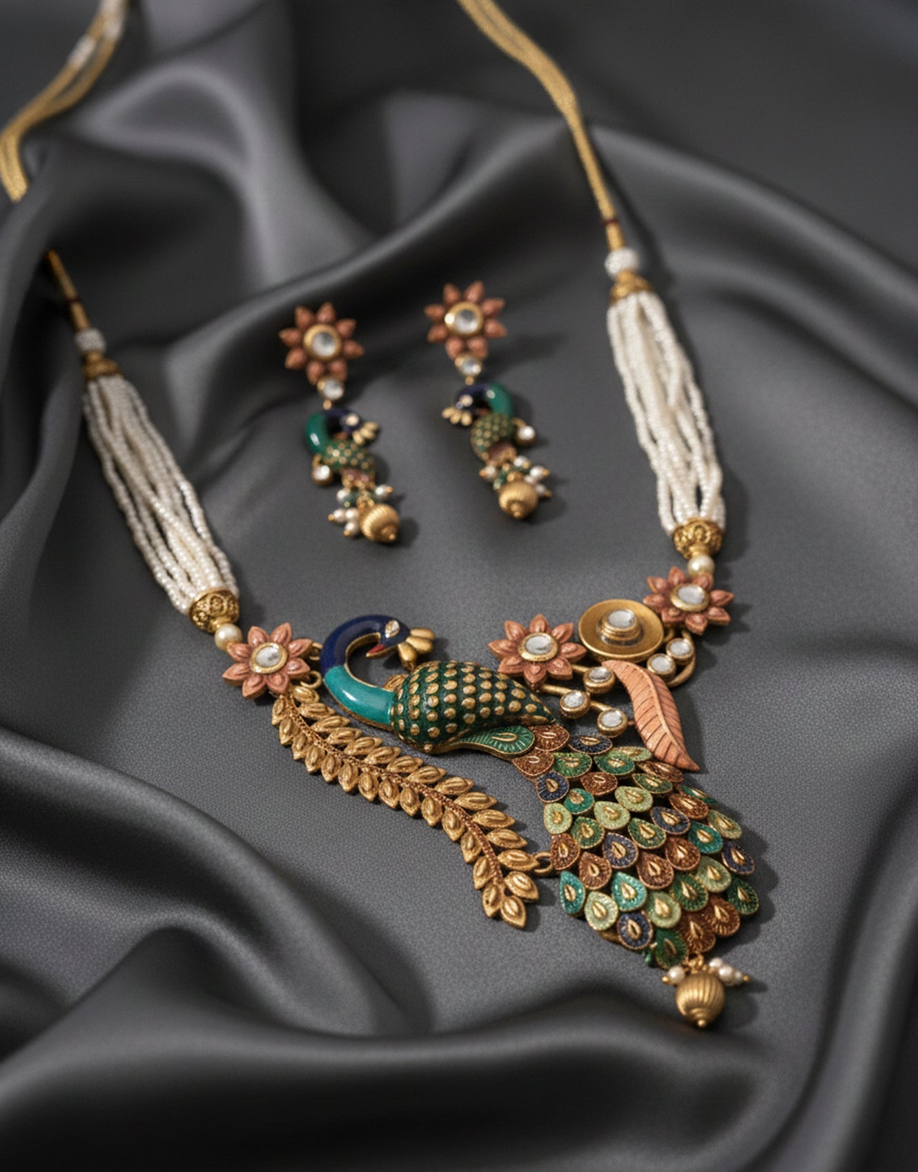 Jewel City Peacock Antique Necklace Set