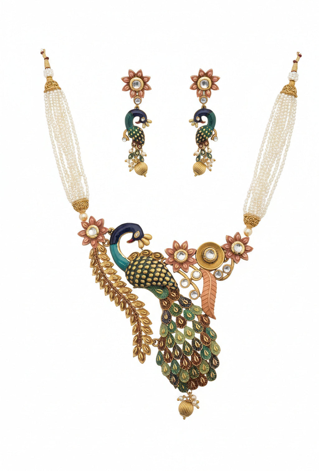 Jewel City Peacock Antique Necklace Set