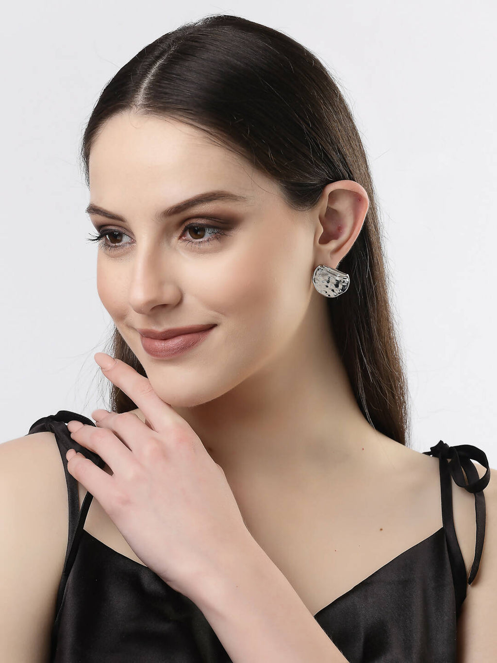 NVR Women Silver-Plated Contemporary Studs Earrings - Distacart