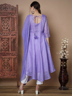 Myshka Women's Purple Anarkali Kurta & With Dupatta