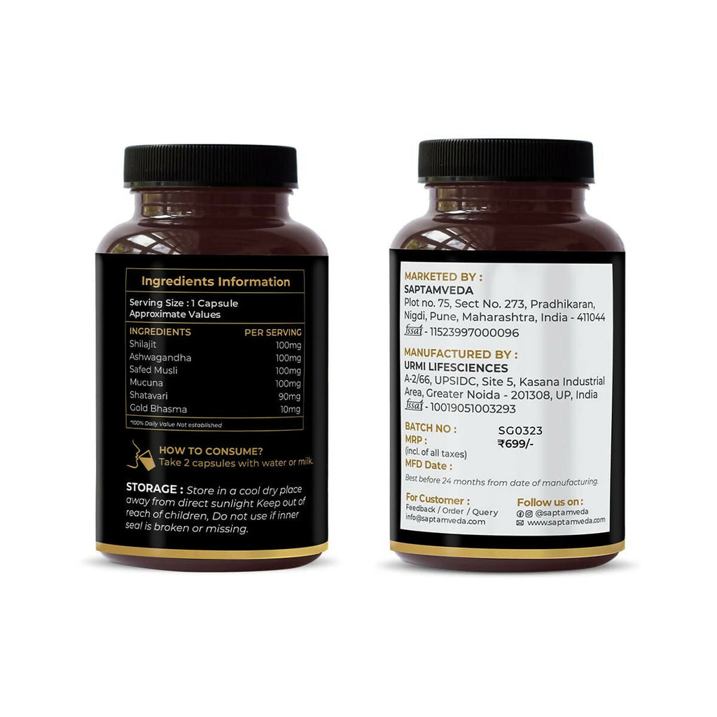 Saptamveda Natural SJ Gold Capsules - Distacart