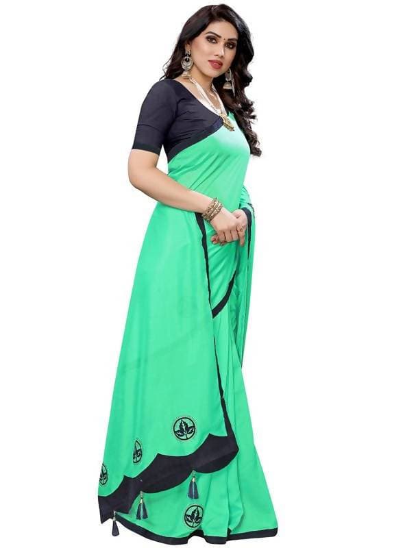 Vamika Designer Green Georgette Saree (TSUNAMI GREEN)