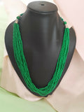 Inhanns Bloom Handmade Beaded Only Necklace - 12 Layers - Dark Green Necklace