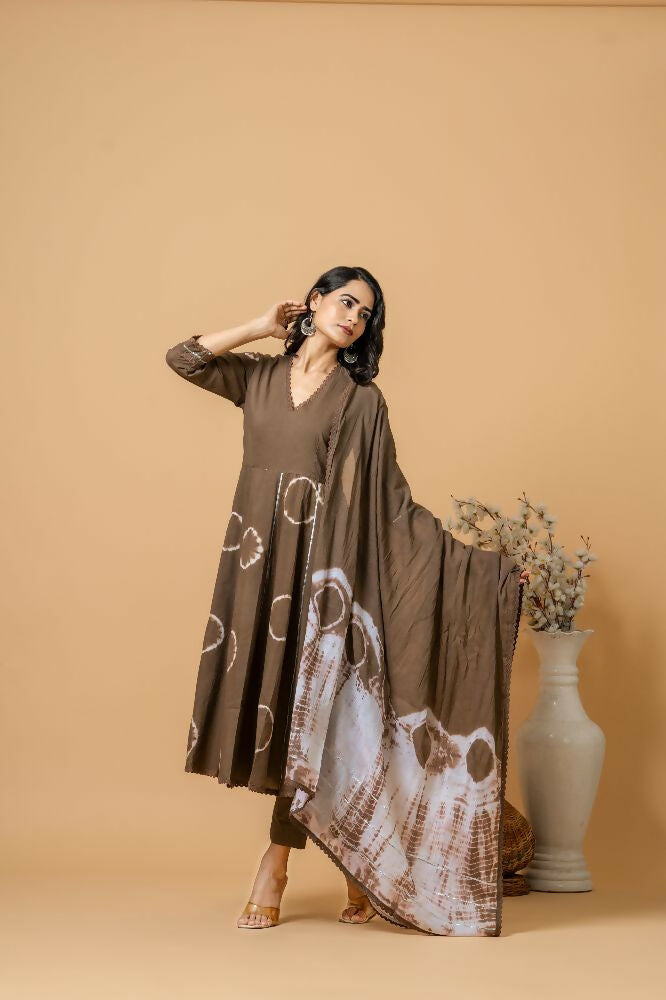 Joban Fashion Brown Tie & Dye Cotton Suit Set - Distacart
