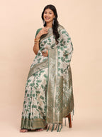 Shree Shyam Fashion Linen Cotton Green Saree - Distacart