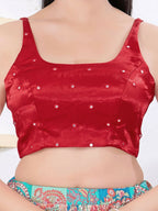 Joban Fashion Maroon Gajji Silk Sleeveless Back Open Blouse