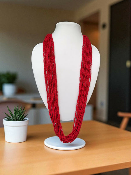 Inhanns Rangsaaz 20-Layer Luxe Long Beaded Only Necklace - Red Only Necklace