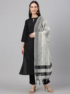 Janasya Women's Black Crepe Silk Solid Straight Festival Kurta Set