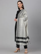 Janasya Women's Black Crepe Silk Solid Straight Festival Kurta Set