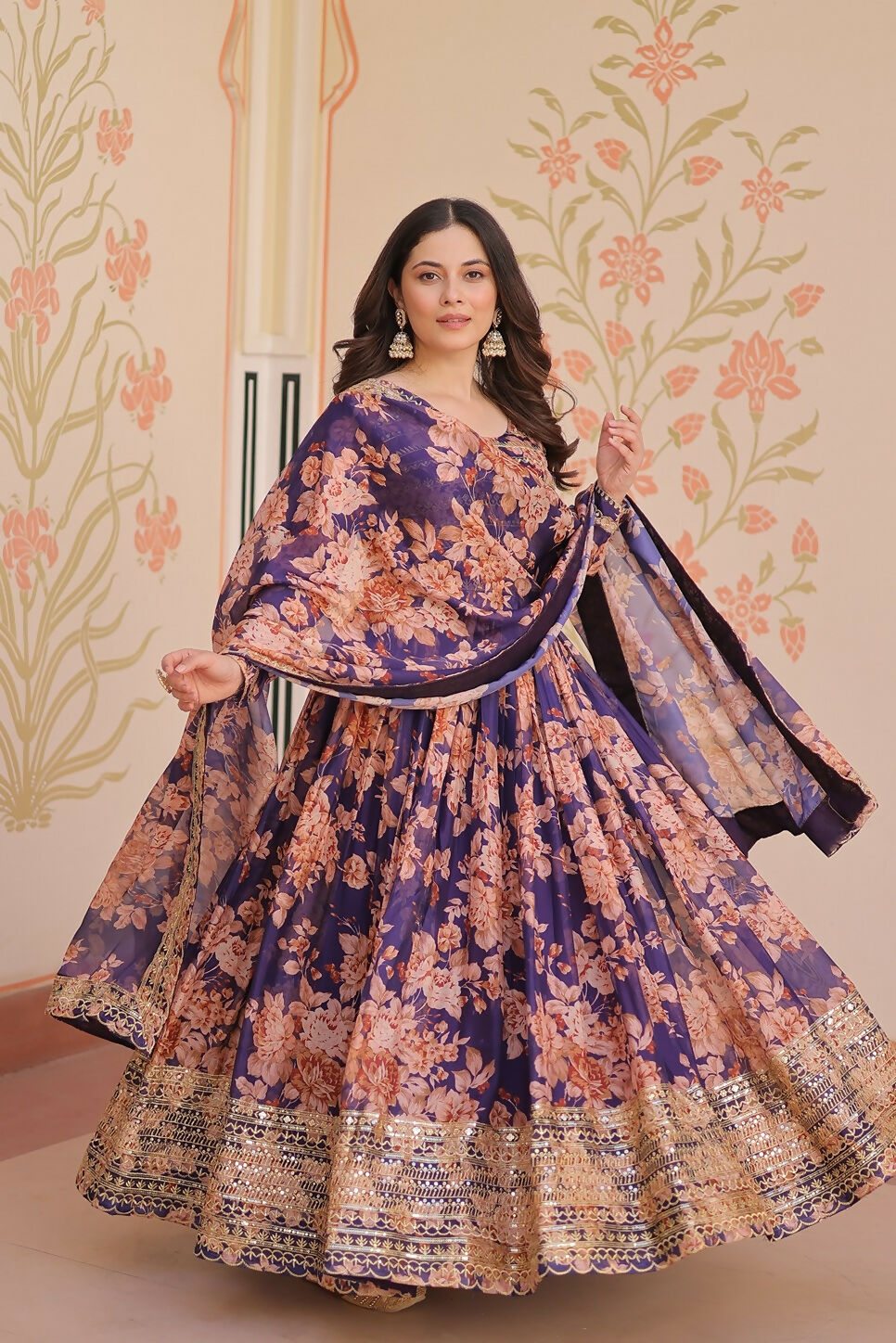 Joban Fashion Purple Silk Sequence Embroidery Work Kurta Set - Distacart