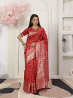 Shree Shyam Fashion Lichi Silk Red Saree - Distacart