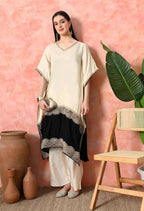 Joban Fashion Off White Cotton Premium Pure Viscose Dola With Kolkata Handwork Kurta set