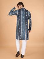 Vastranavya Grey Exclusive Festival Wear Pure Viscose Rayon Sequence & Foil Mirror Heavy Embroidered Work Kurta