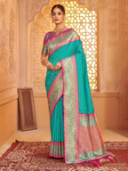 Shree Shyam Fashion Silk Blend Sea Green Saree - Distacart