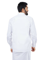 Ramraj Cotton Mens Full Sleeve White Shirt Plus Size - Royal Cotton