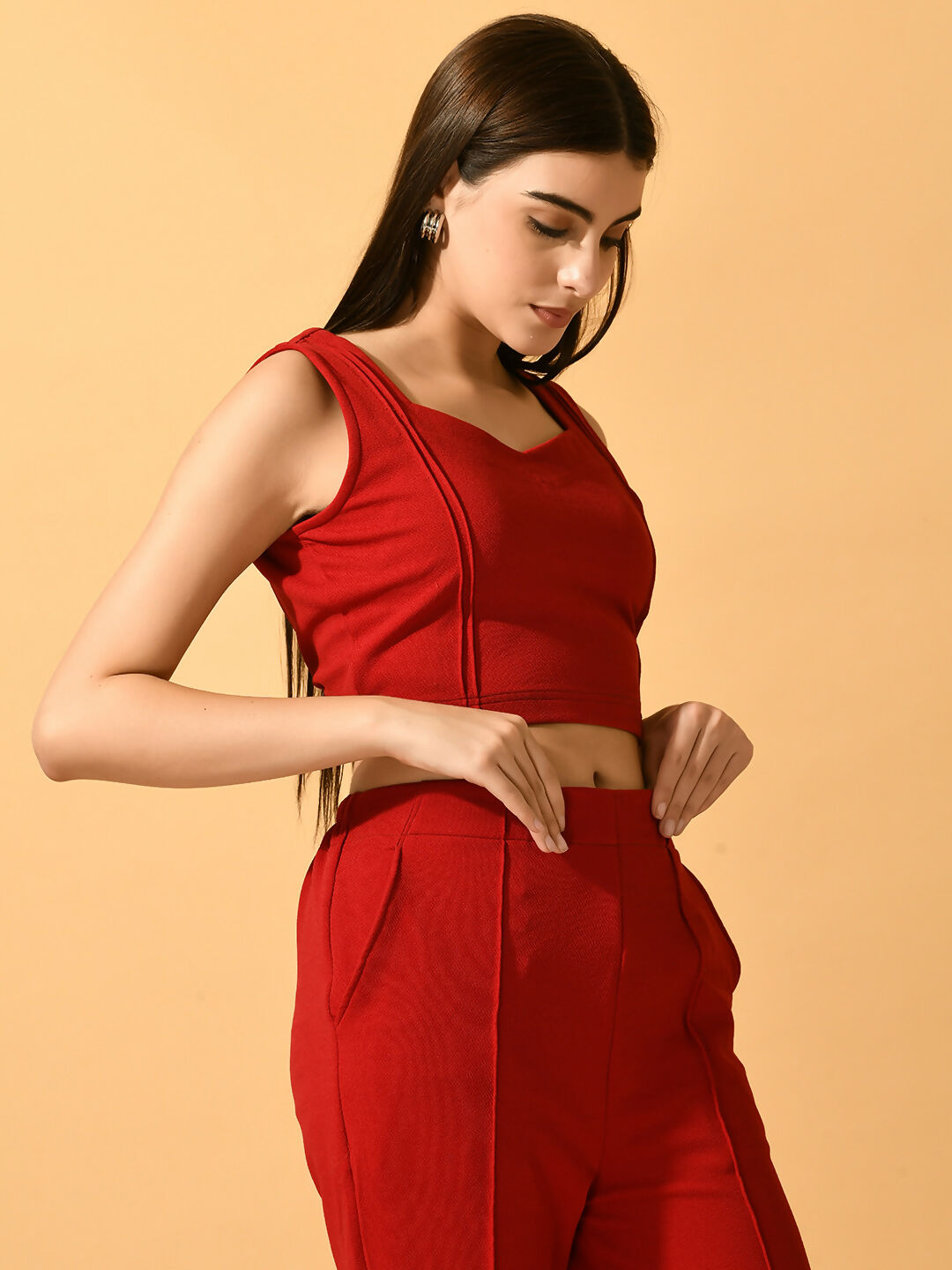 Myshka Women's Red Solid Party Top